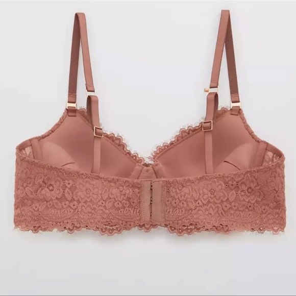 Aerie Pink Lace Push Up Plunge Bra 36DD Nwt - Picture 2 of 8